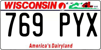 WI license plate 769PYX