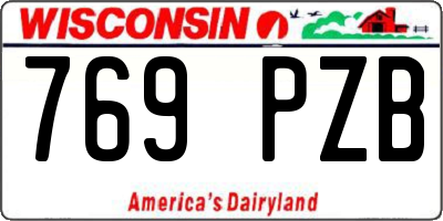 WI license plate 769PZB