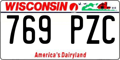 WI license plate 769PZC