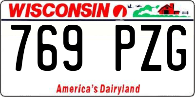 WI license plate 769PZG