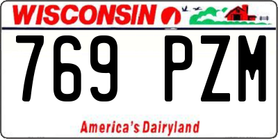 WI license plate 769PZM