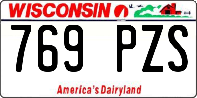 WI license plate 769PZS