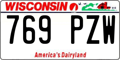 WI license plate 769PZW