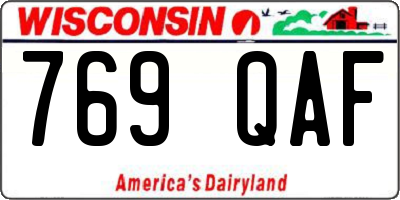 WI license plate 769QAF
