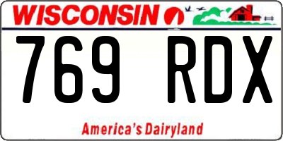 WI license plate 769RDX