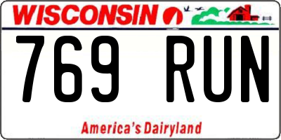 WI license plate 769RUN