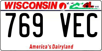 WI license plate 769VEC