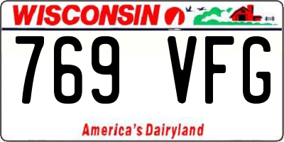 WI license plate 769VFG