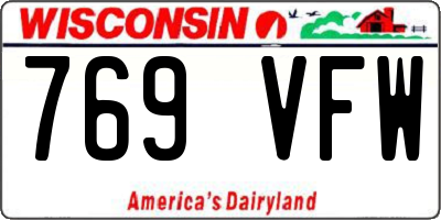 WI license plate 769VFW