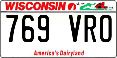 WI license plate 769VRO