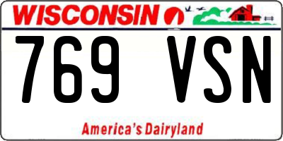 WI license plate 769VSN