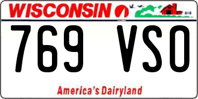 WI license plate 769VSO