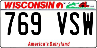 WI license plate 769VSW