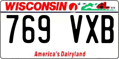 WI license plate 769VXB