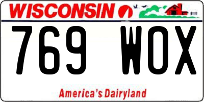WI license plate 769WOX