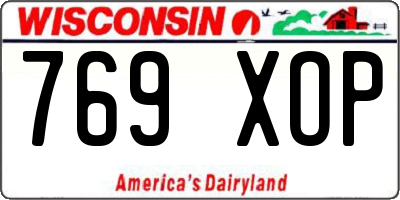 WI license plate 769XOP