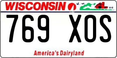 WI license plate 769XOS