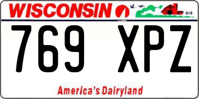 WI license plate 769XPZ