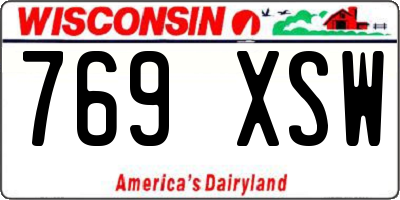 WI license plate 769XSW