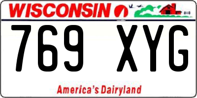 WI license plate 769XYG