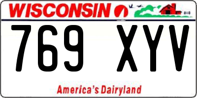 WI license plate 769XYV