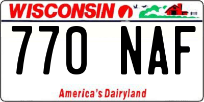 WI license plate 770NAF