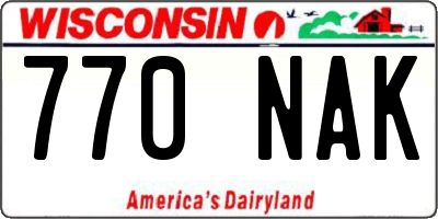 WI license plate 770NAK