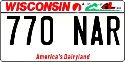 WI license plate 770NAR