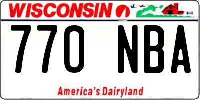 WI license plate 770NBA