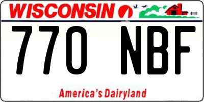 WI license plate 770NBF