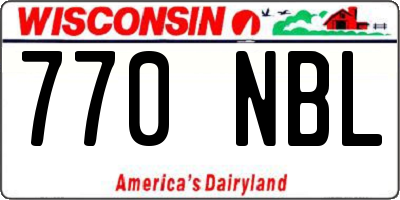 WI license plate 770NBL