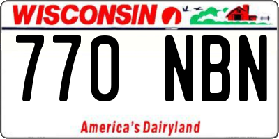 WI license plate 770NBN