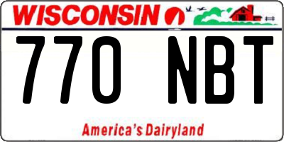 WI license plate 770NBT