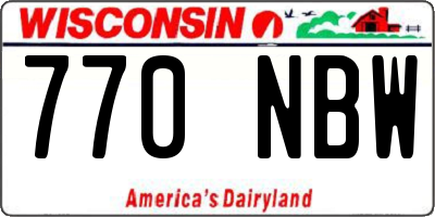WI license plate 770NBW