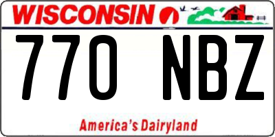WI license plate 770NBZ