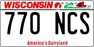 WI license plate 770NCS