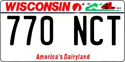WI license plate 770NCT
