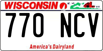 WI license plate 770NCV