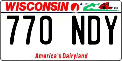 WI license plate 770NDY