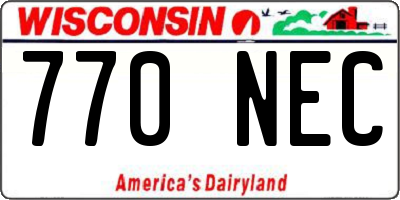 WI license plate 770NEC