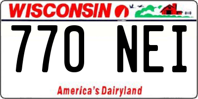 WI license plate 770NEI
