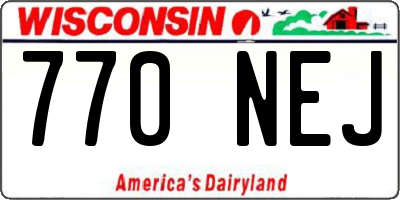 WI license plate 770NEJ