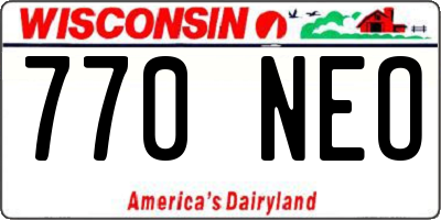 WI license plate 770NEO
