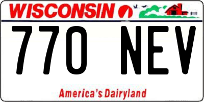 WI license plate 770NEV