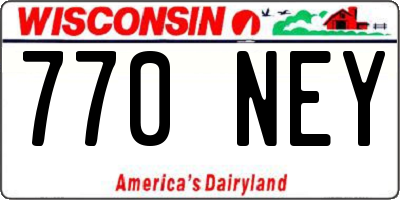WI license plate 770NEY