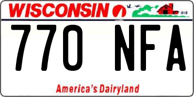 WI license plate 770NFA