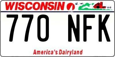WI license plate 770NFK