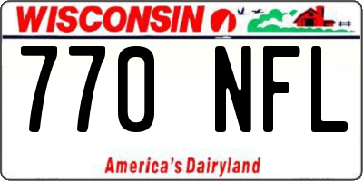 WI license plate 770NFL