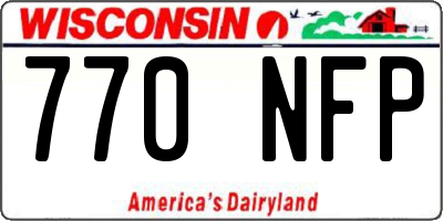 WI license plate 770NFP