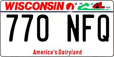 WI license plate 770NFQ